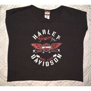 Harley-Davidson Women’s Cut Off Tee XL Winged Logo Black Tank Top El Paso TX